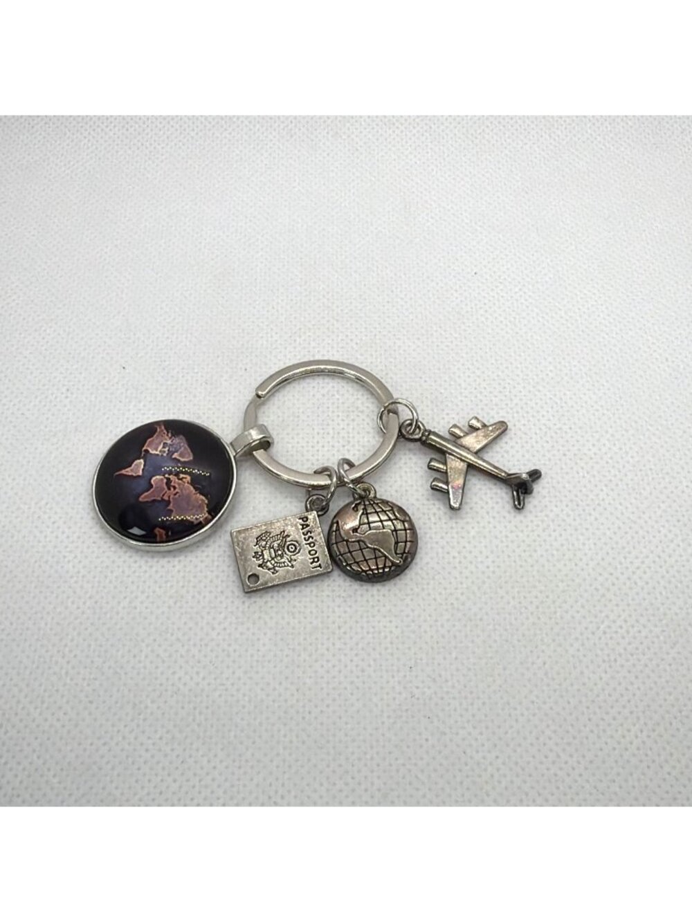 Traveler Keychain World Map Globe Airplane Passport Pilot Flight Attendant Gift - Picture 9 of 9